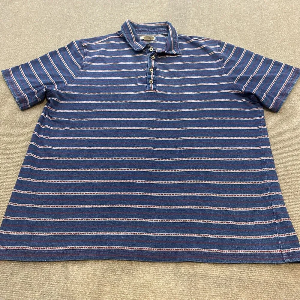 Carbon 2 Cobalt Polo Shirt Mens Large‎ Textured Stripes Short Sleeve Casual